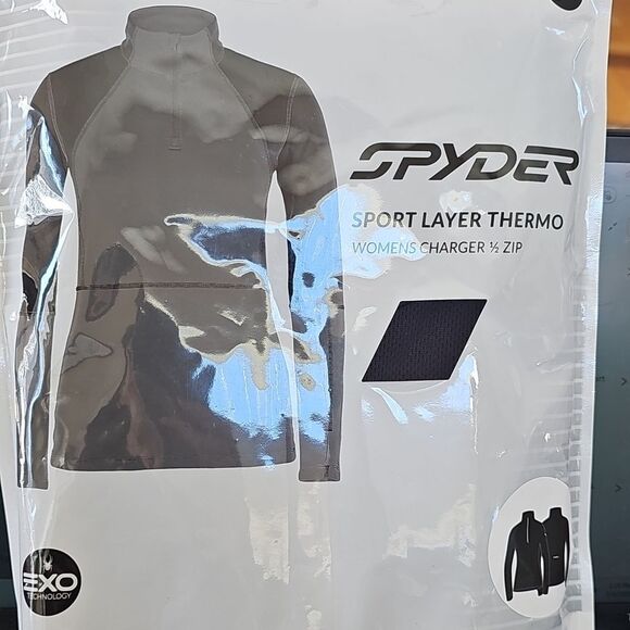 NEW Spyder Charger Base Layer Top - Black, Zip Neck, Long Sleeve Size Medium - Picture 3 of 5